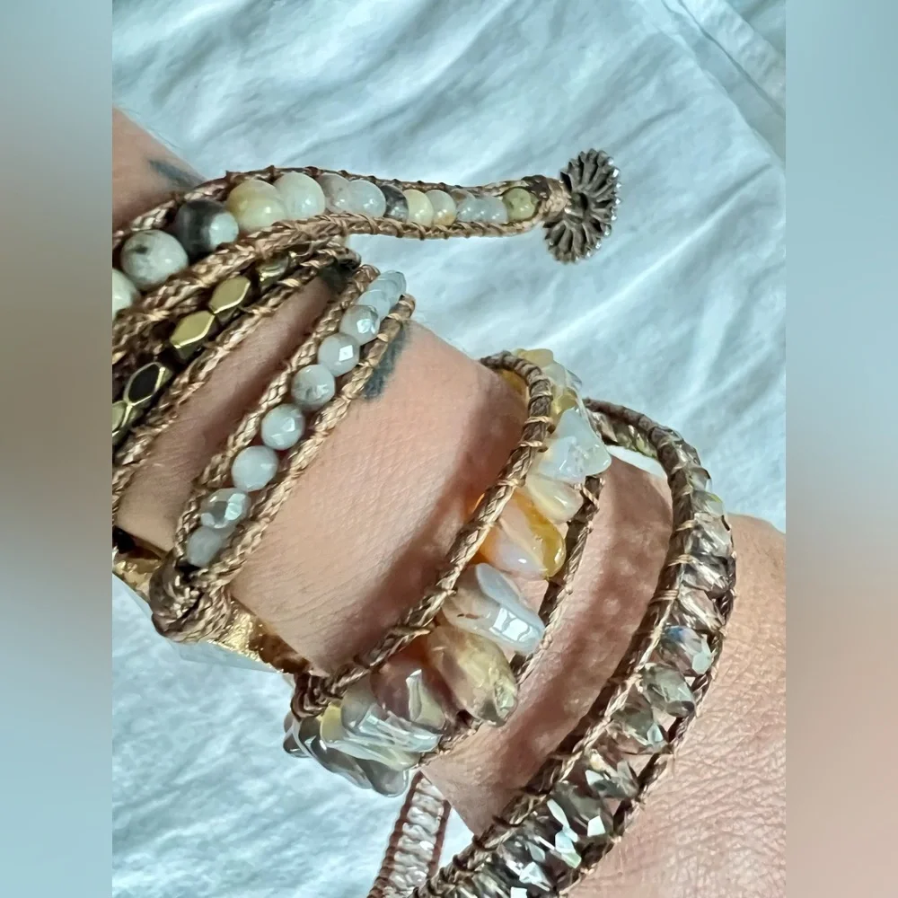 Labradorite + Botswana Agate Wrap Bracelet
